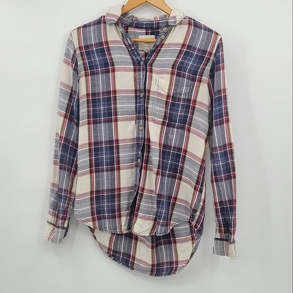 American Eagle Boyfriend Fit Button up plaid Shirt Blouse - Picture 1 of 8